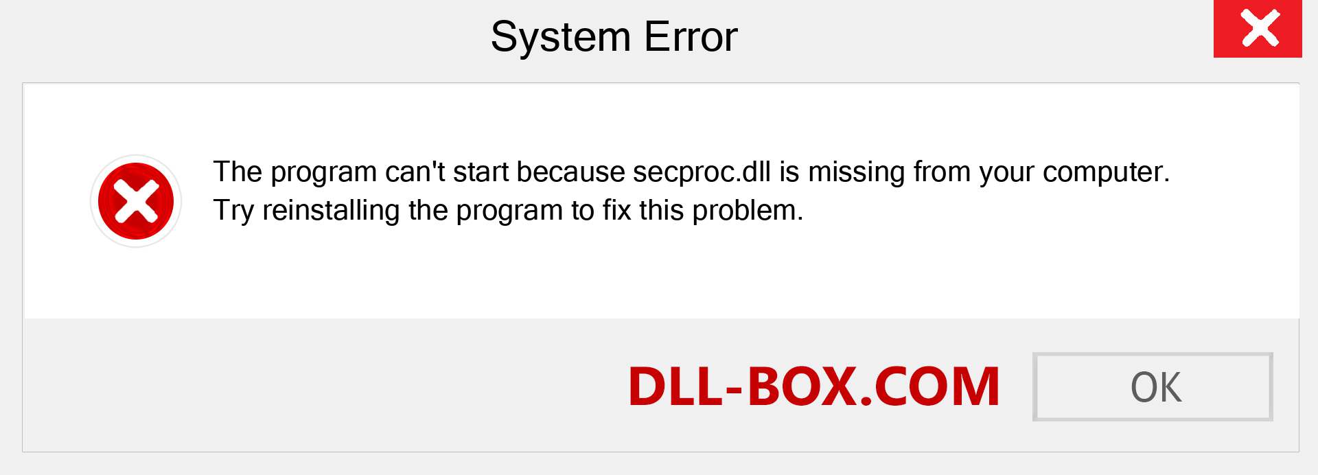  secproc.dll file is missing?. Download for Windows 7, 8, 10 - Fix  secproc dll Missing Error on Windows, photos, images